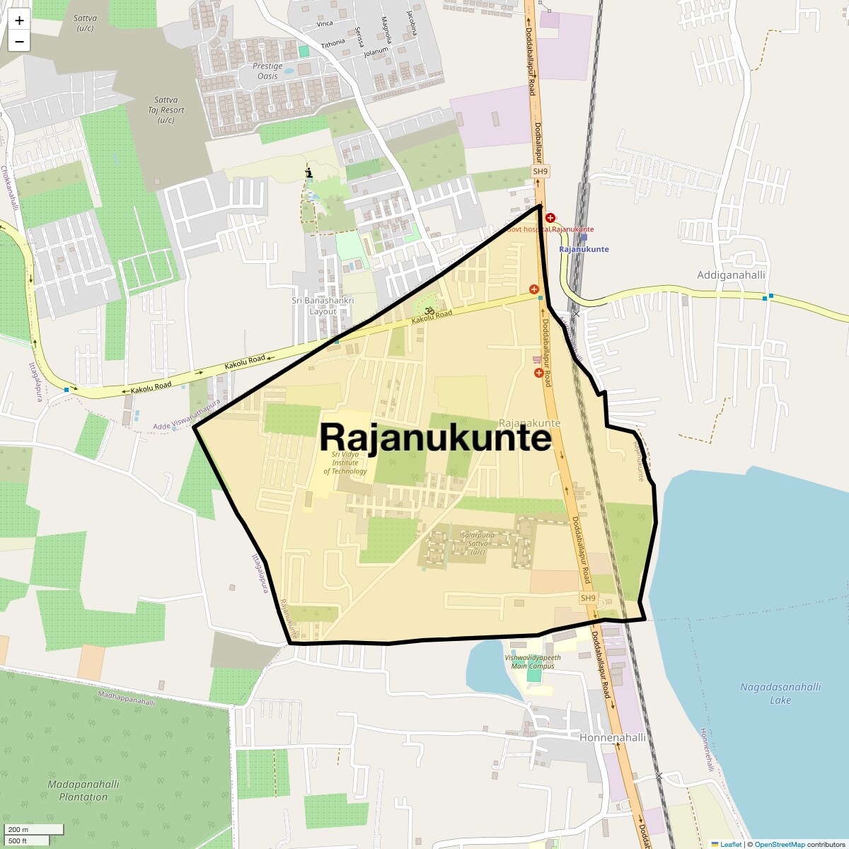 Location Map of Rajanukunte, Bangalore