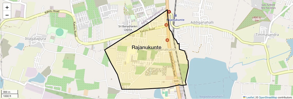 Location Map of Rajanukunte, Bangalore