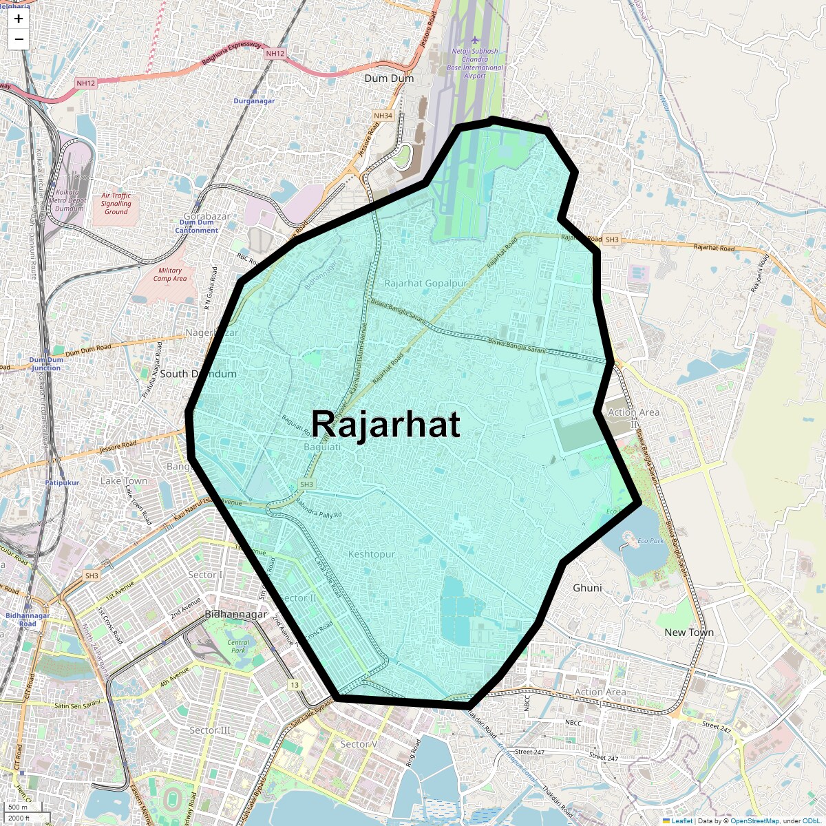 Location Map of Rajarhat, Kolkata