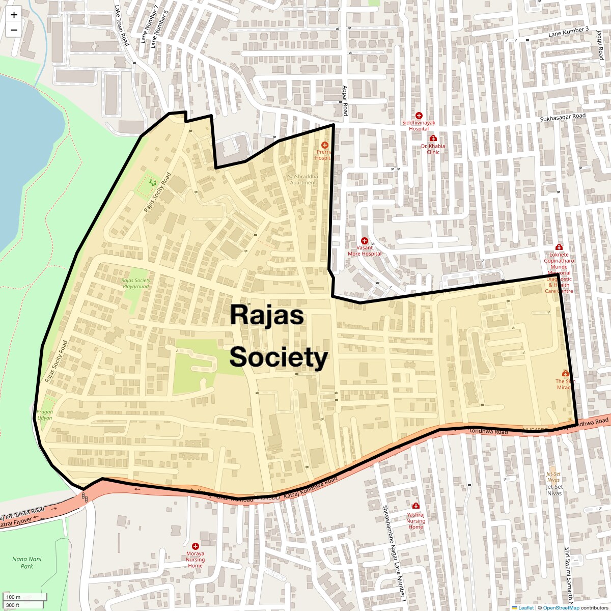 Location Map of Rajas Society, Pune
