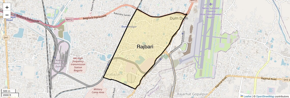 Location Map of Rajbari, Kolkata