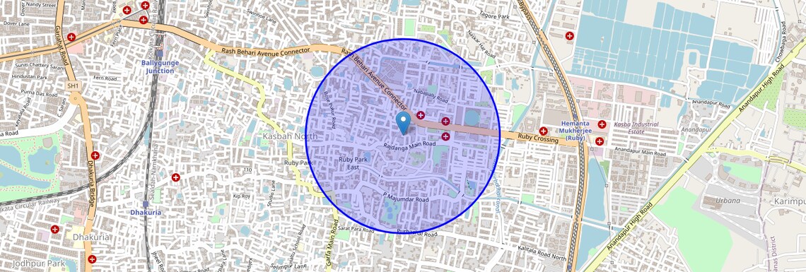 Location Map of Rajdanga Gardens, Kolkata