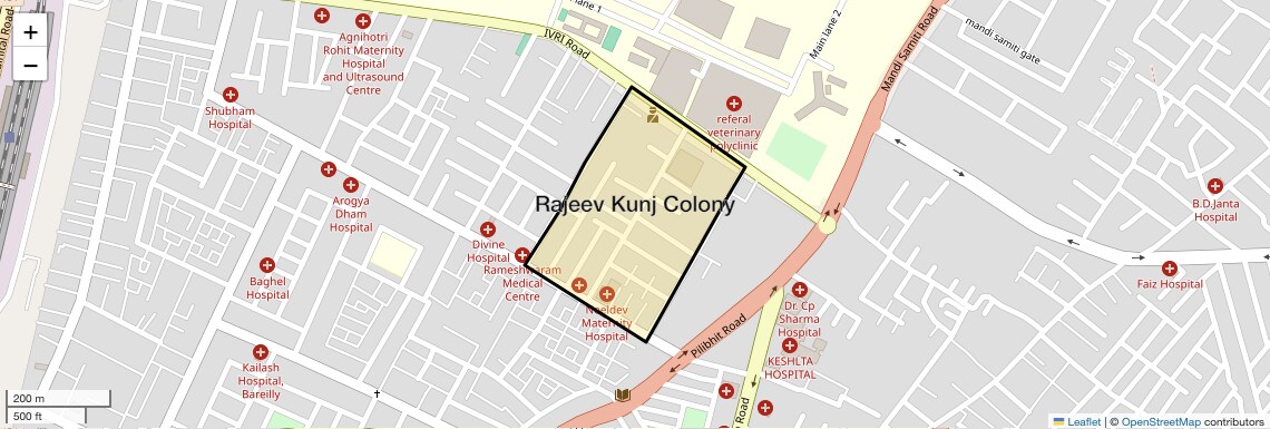 Location Map of Rajeev Kunj Colony, Bareilly