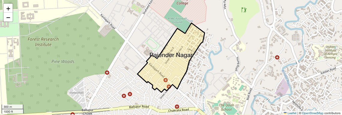 Location Map of Rajender Nagar, Dehradun