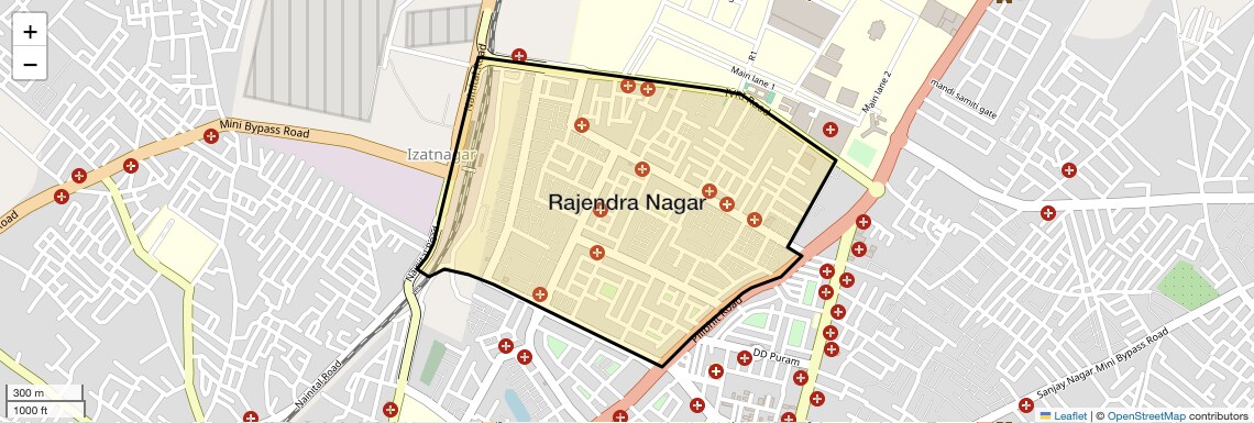 Location Map of Rajendra Nagar, Bareilly
