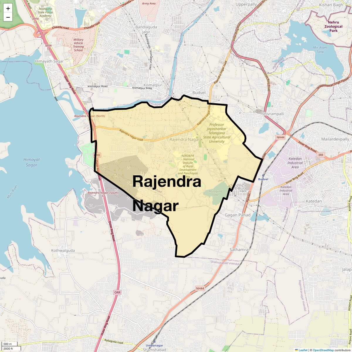Location Map of Rajendra Nagar, Hyderabad