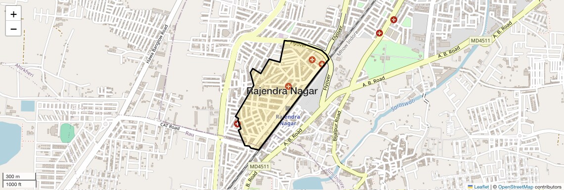 Location Map of Rajendra Nagar, Indore