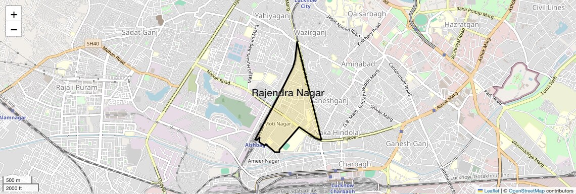 Location Map of Rajendra Nagar, Lucknow