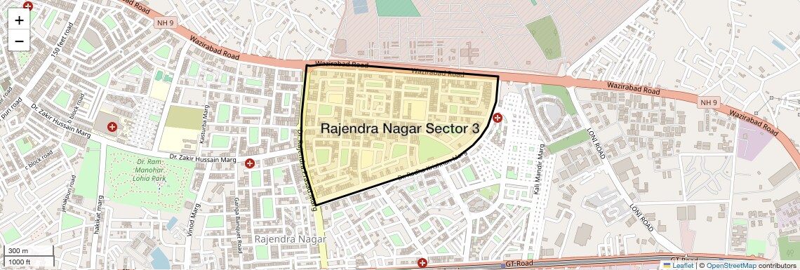 Location Map of Rajendra Nagar Sector 3, Ghaziabad