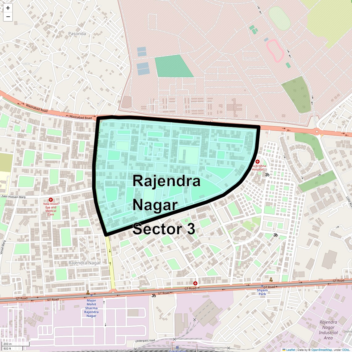 Location Map of Rajendra Nagar Sector 3, Ghaziabad
