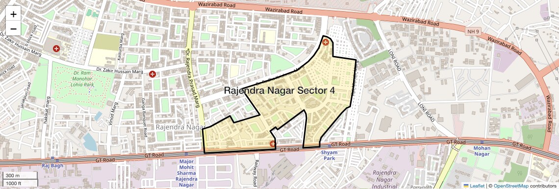 Location Map of Rajendra Nagar Sector 4, Ghaziabad