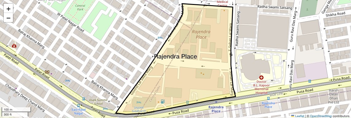 Location Map of Rajendra Place, Delhi