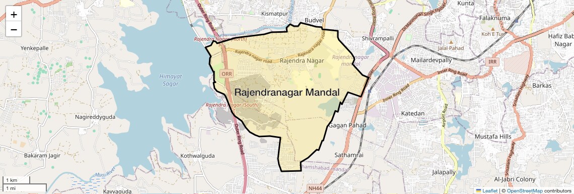 Location Map of Rajendranagar Mandal, Hyderabad