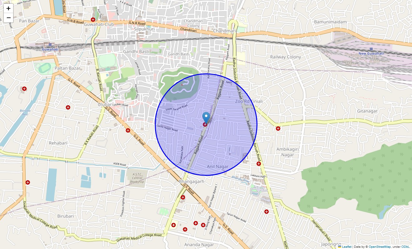 Location Map of Rajgarh Road, Guwahati