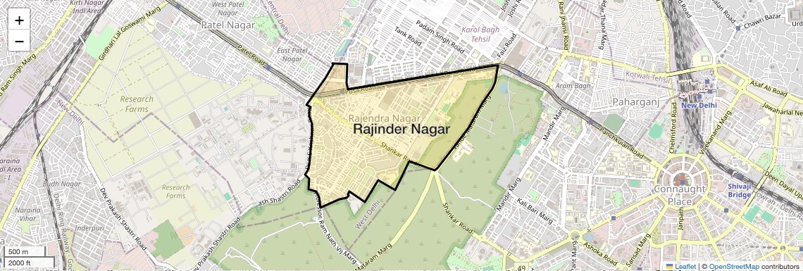 Location Map of Rajinder Nagar, Delhi
