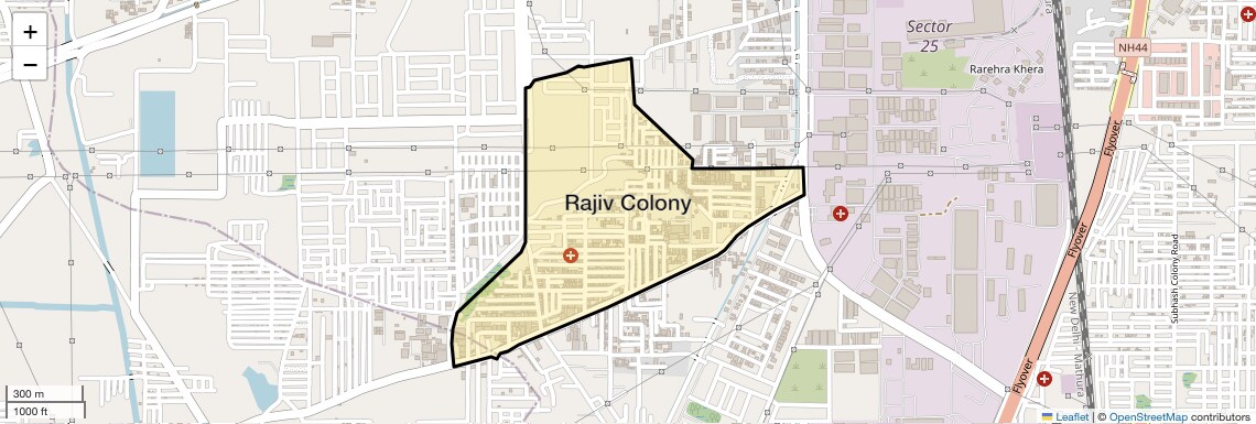 Location Map of Rajiv Colony, Faridabad