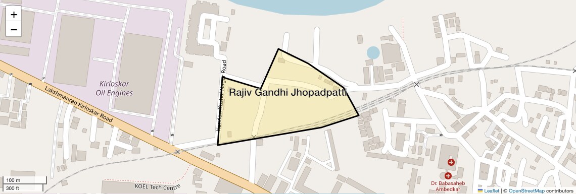 Location Map of Rajiv Gandhi Jhopadpatti, Pune