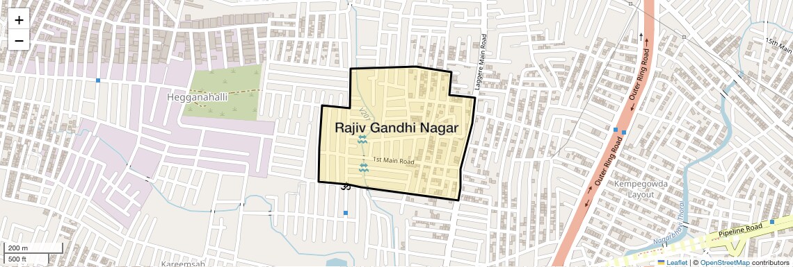 Location Map of Rajiv Gandhi Nagar, Bangalore