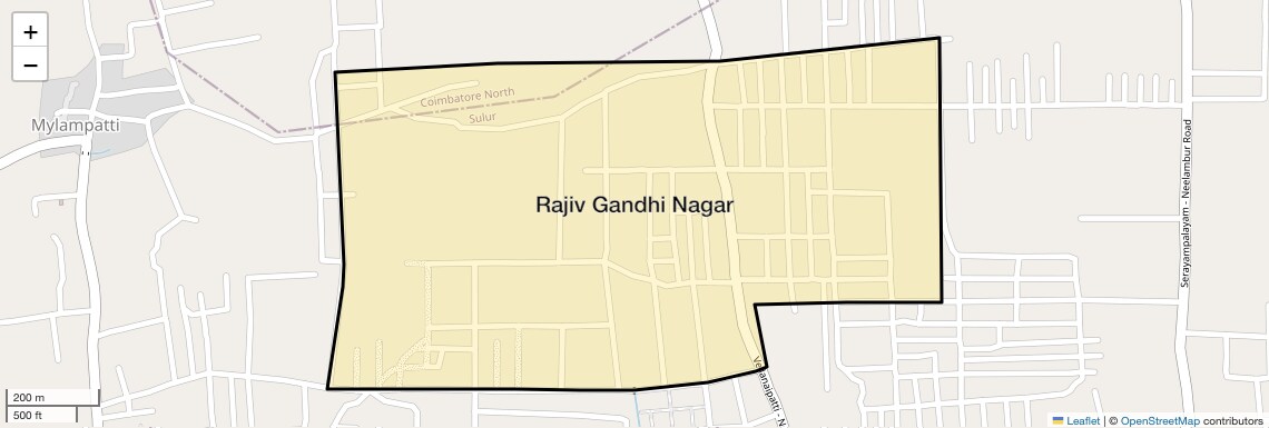 Location Map of Rajiv Gandhi Nagar, Coimbatore