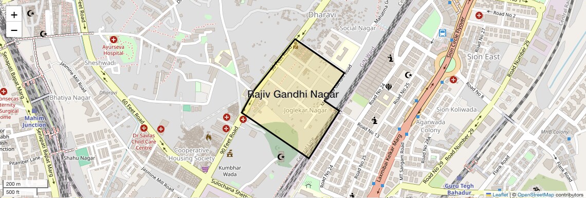 Location Map of Rajiv Gandhi Nagar, Mumbai