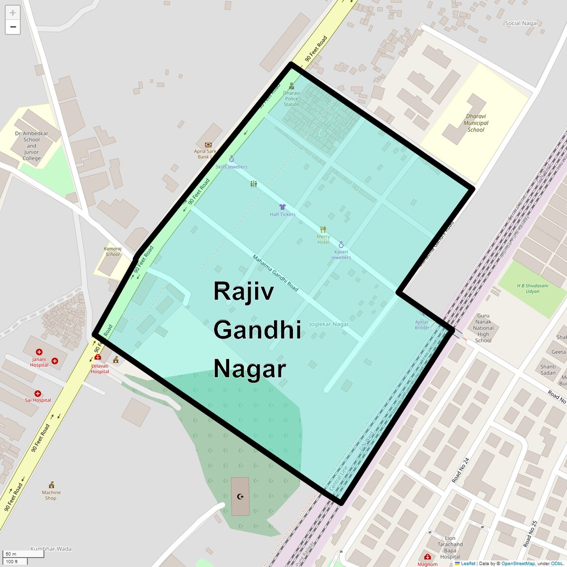 Location Map of Rajiv Gandhi Nagar, Mumbai