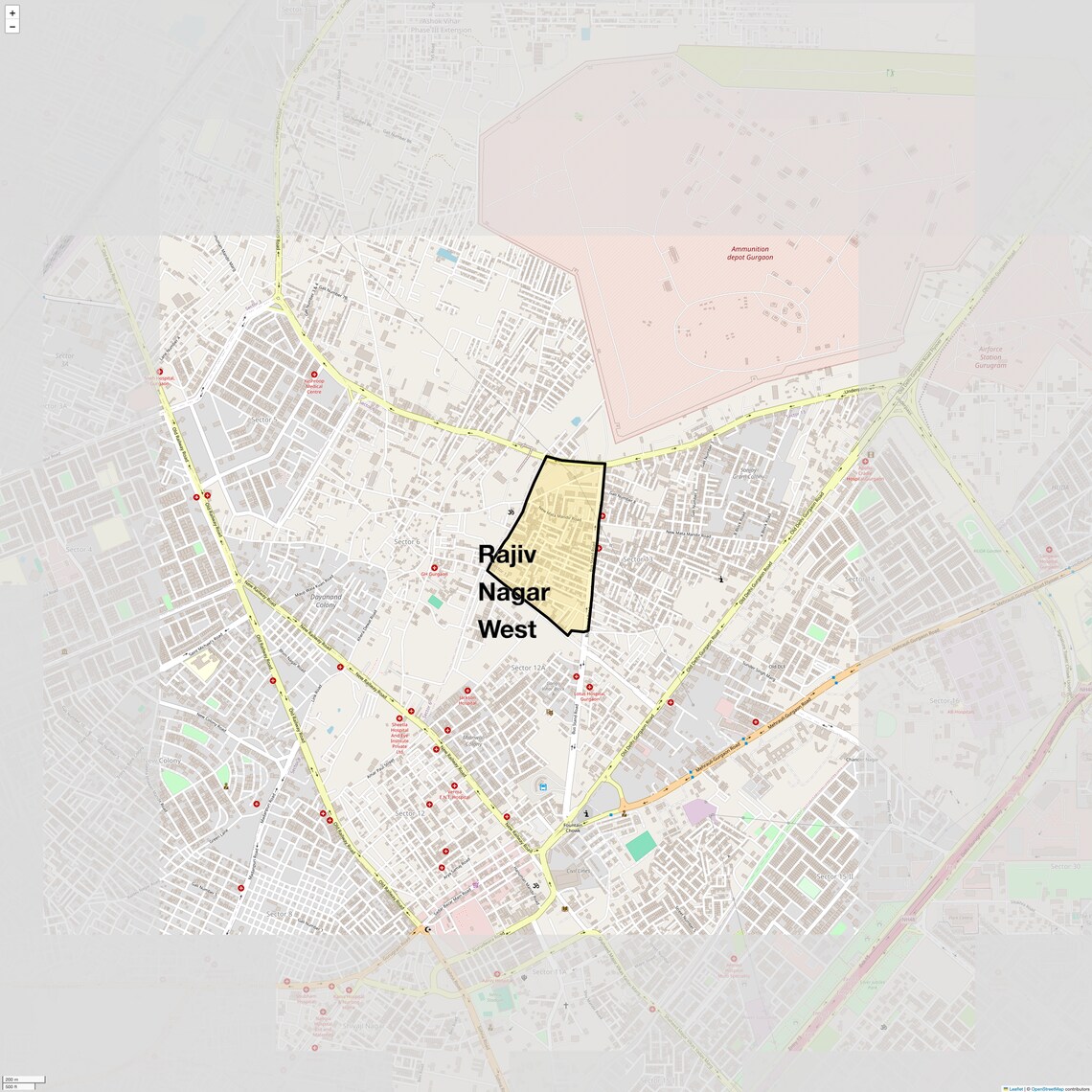 Location Map of Rajiv Nagar West, Gurgaon