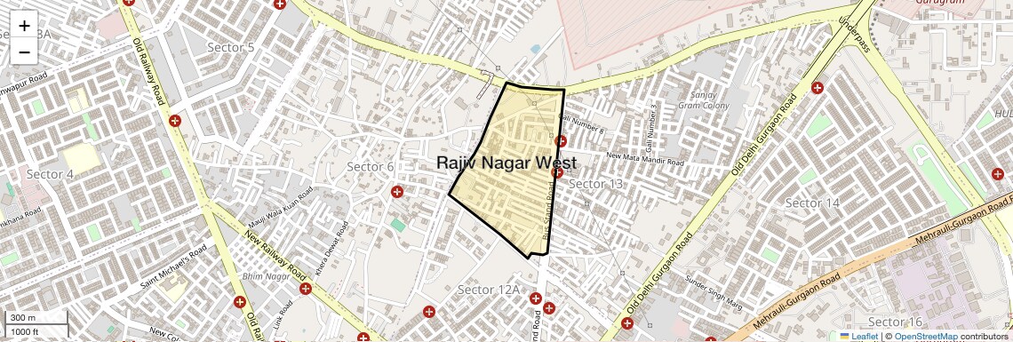 Location Map of Rajiv Nagar West, Gurgaon