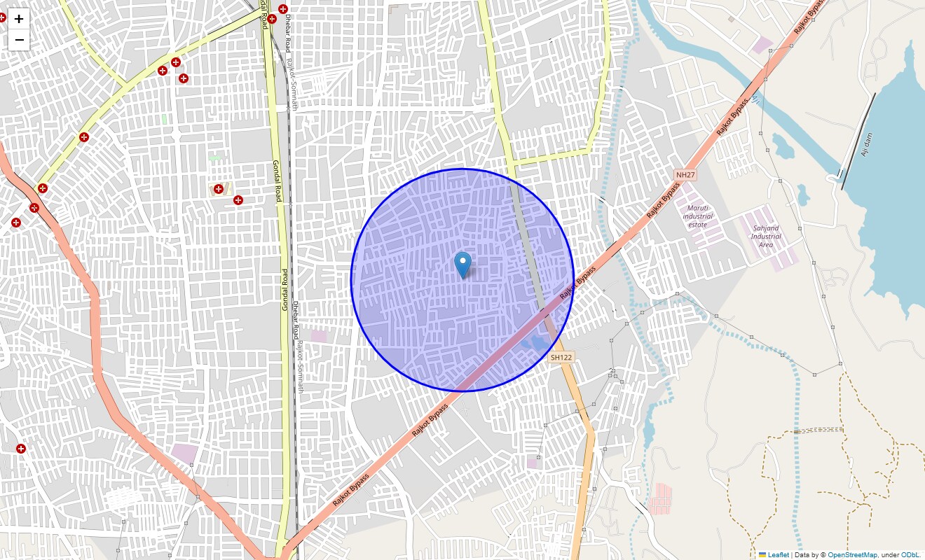 Location Map of Rajlakshmi Society, Rajkot