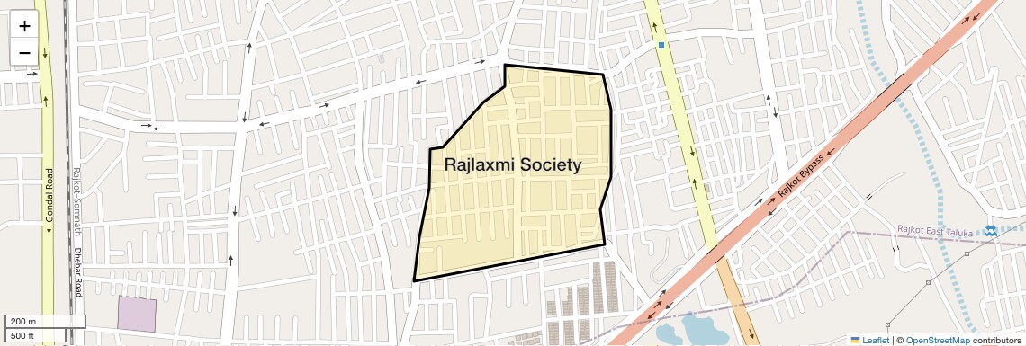 Location Map of Rajlaxmi Society, Rajkot