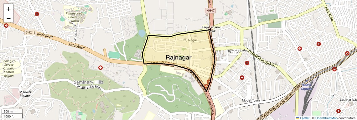Location Map of Rajnagar, Nagpur