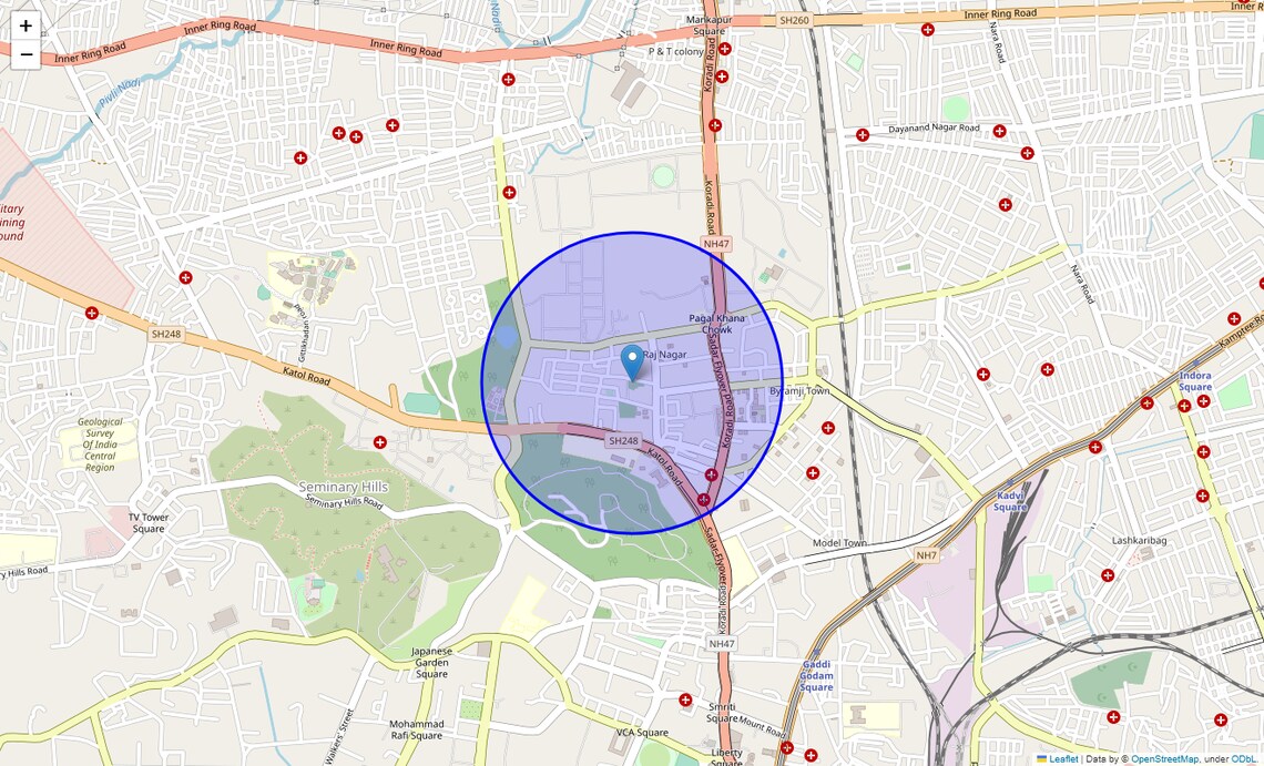 Location Map of Rajnagar, Nagpur