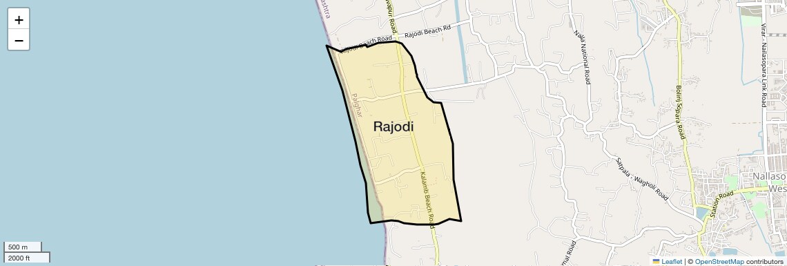 Location Map of Rajodi, Palghar
