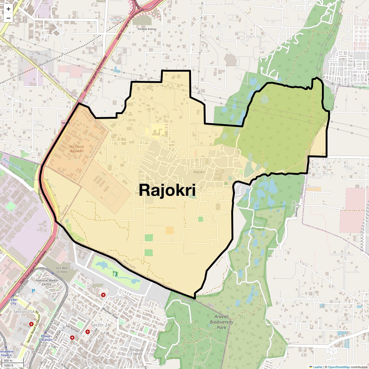 Location Map of Rajokri, Delhi