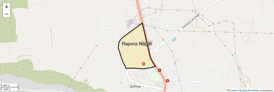 Location Map of Rajoria Nagar, Gurgaon