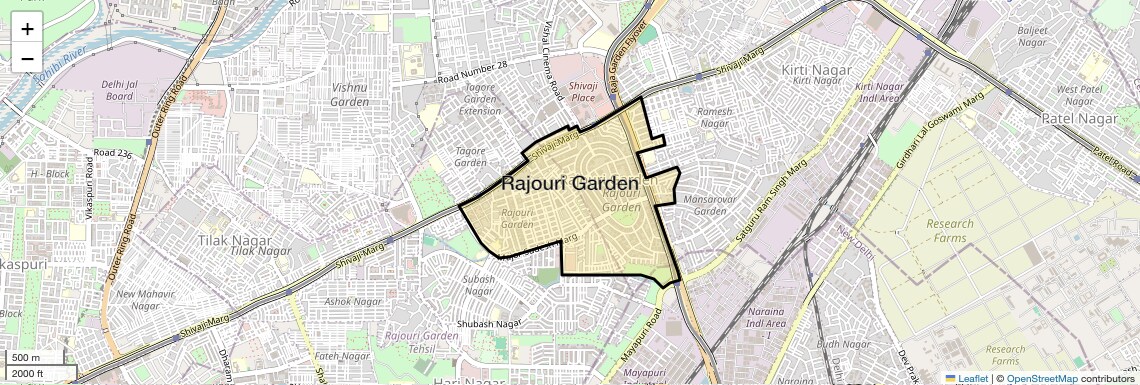 Location Map of Rajouri Garden, Delhi