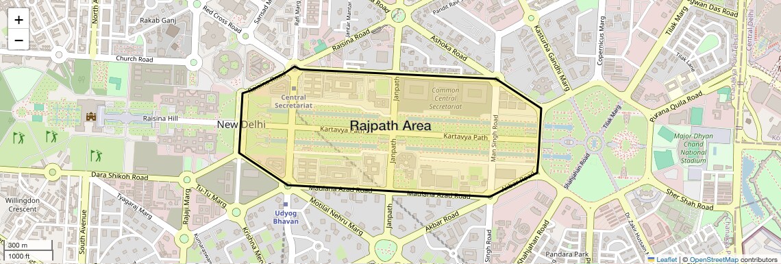 Location Map of Rajpath Area, Delhi