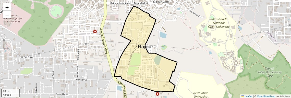 Location Map of Rajpur, Delhi