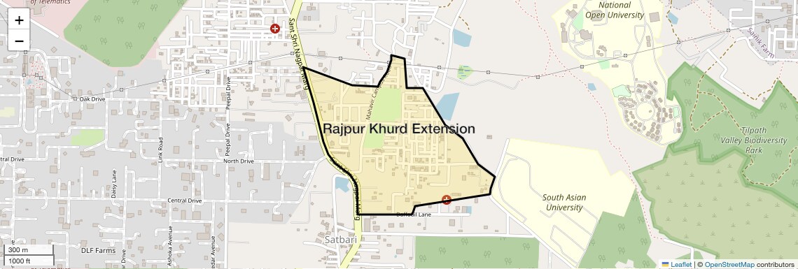 Location Map of Rajpur Khurd Extension, Delhi
