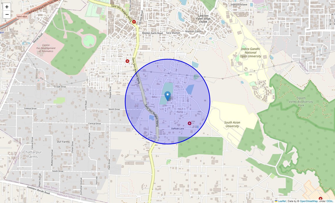 Location Map of Rajpur Khurd Extension, Delhi