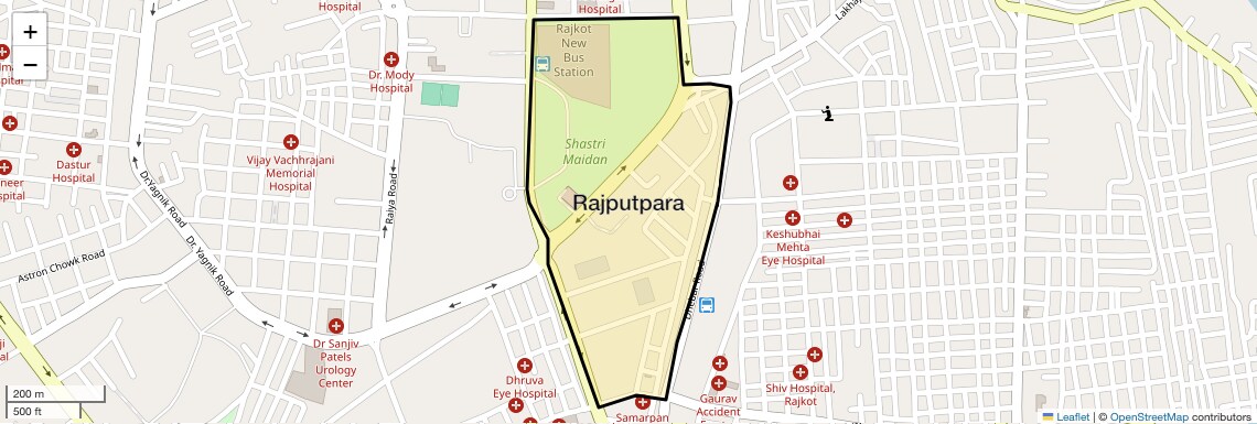 Location Map of Rajputpara, Rajkot
