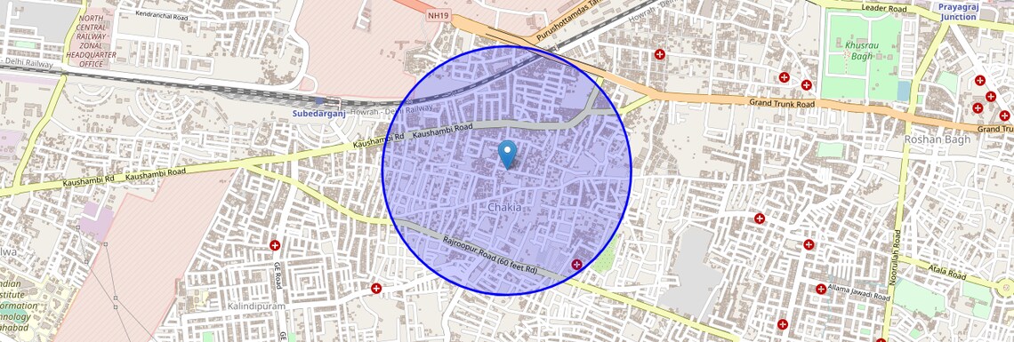 Location Map of Rajrooppur, Allahabad