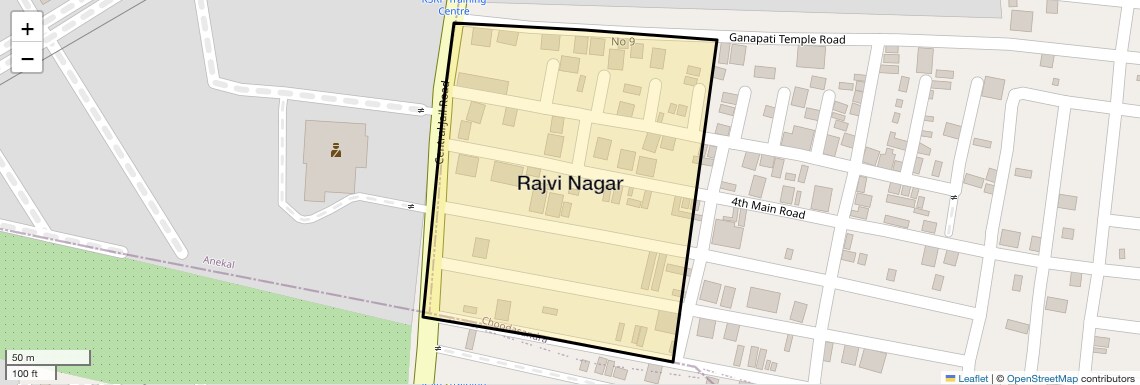 Location Map of Rajvi Nagar, Bangalore
