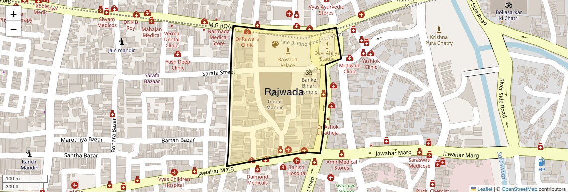 Location Map of Rajwada, Indore