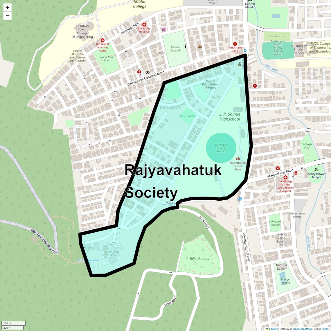 Location Map of Rajyavahatuk Society, Pune
