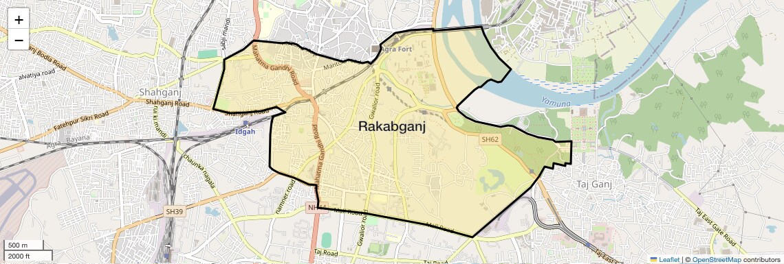 Location Map of Rakabganj, Agra