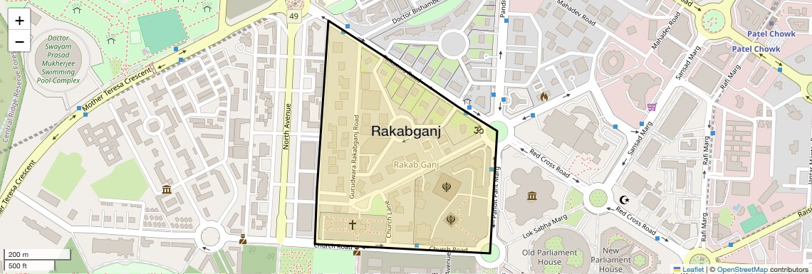 Location Map of Rakabganj, Delhi