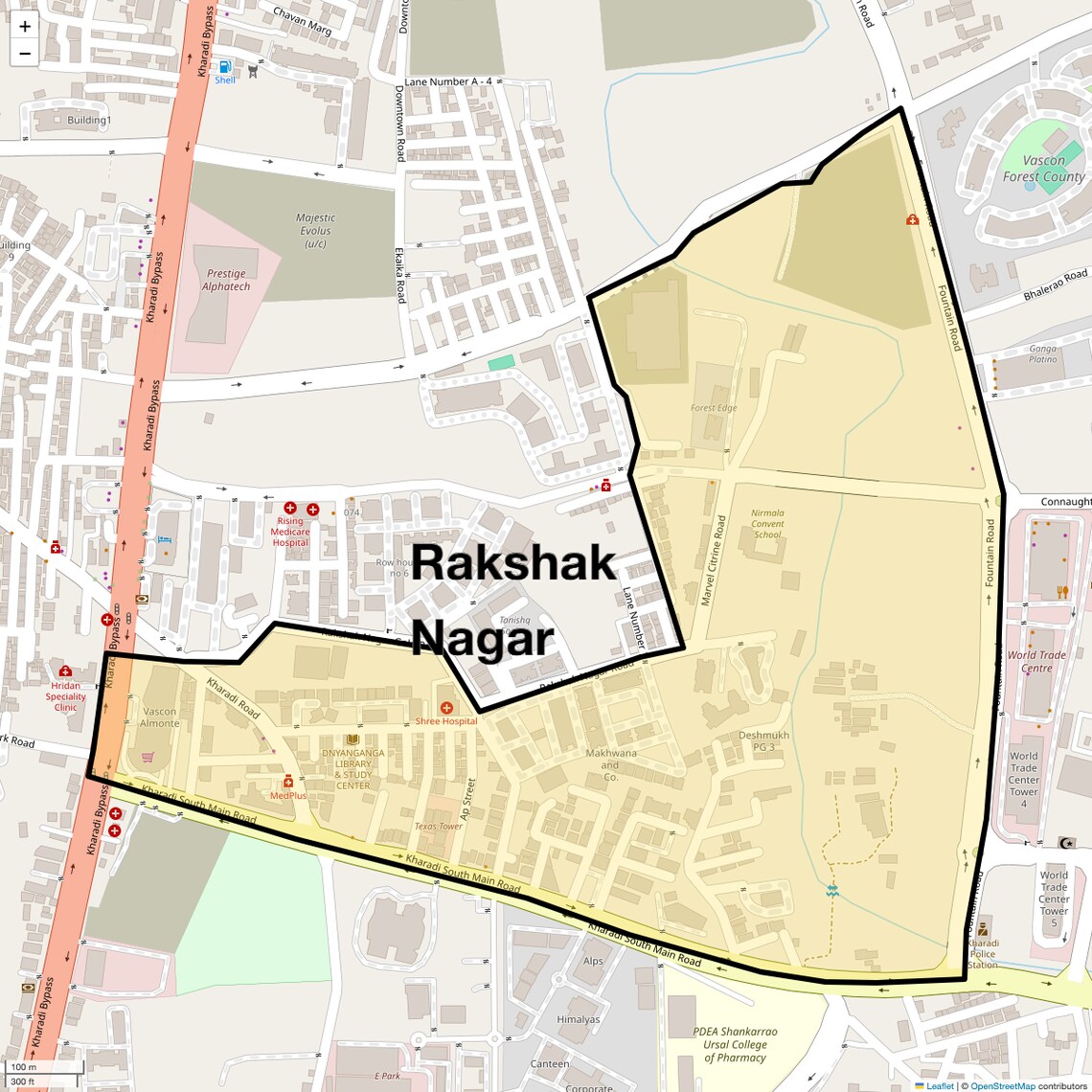 Location Map of Rakshak Nagar, Pune