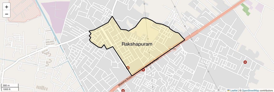 Location Map of Rakshapuram, Meerut