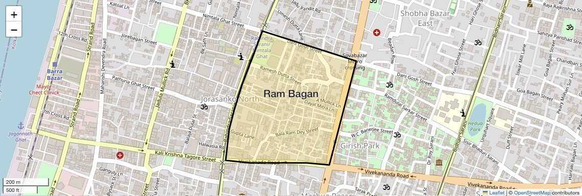 Location Map of Ram Bagan, Kolkata