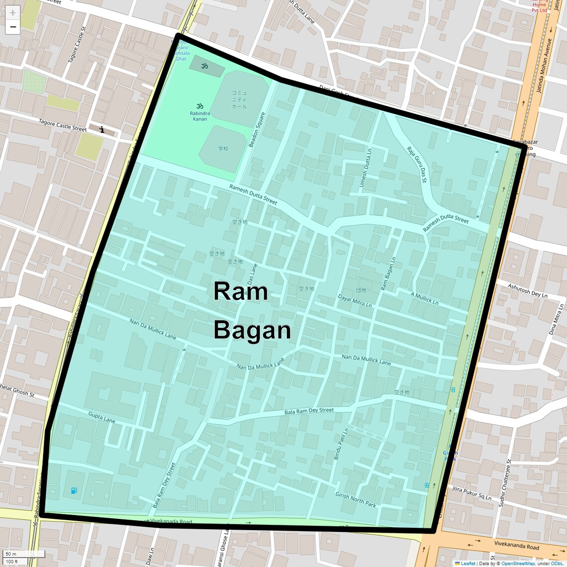 Location Map of Ram Bagan, Kolkata